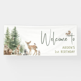 Forest Woodland Animals Welkom Verjaardagsfeest Spandoek