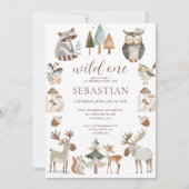 Forest Woodland Animals Wild Een 1e Verjaardag Kaart (Voorkant)