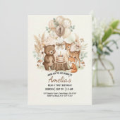 Forest Woodland Animals Wild One Birthday Kaart (Staand voorkant)