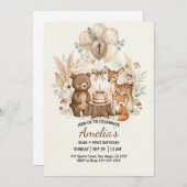 Forest Woodland Animals Wild One Birthday Kaart (Voorkant / Achterkant)