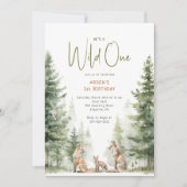 Forest Woodland Animals "Wild One" Verjaardag voor Kaart (Voorkant)