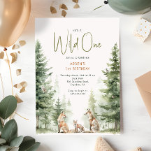 Forest Woodland Animals "Wild One" Verjaardag voor