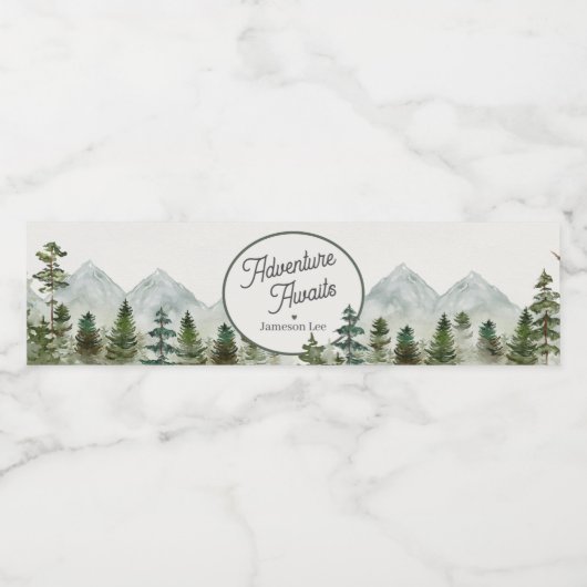 Forest Woodland avontuur wacht op verjaardag Waterfles Etiket (Enkel label)