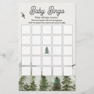 Forest Woodland baby Bingo baby shower spel