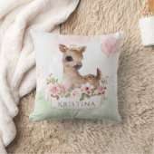 Forest Woodland Baby Girl Deer Waterverf Name Kussen (Deken)