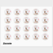 Forest Woodland Baby Girl Deer Waterverf Ronde Sticker (Vel)