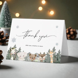 Forest Woodland Baby Het is koud buiten Baby showe Bedankkaart