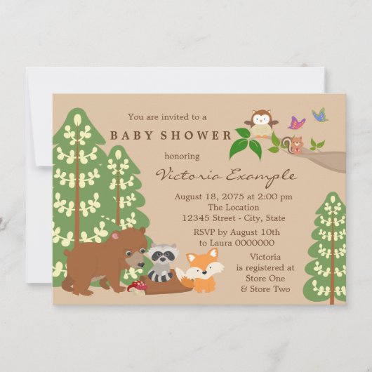 Forest Woodland Baby shower Kaart (Voorkant)