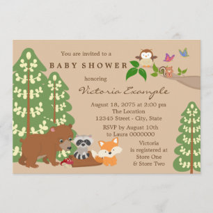 Forest Woodland Baby shower Kaart