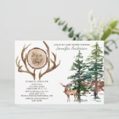 Forest Woodland Country Deer Antler Baby shower Kaart (Staand voorkant)