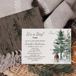 Forest Woodland Country Deer Boy Baby shower Kaart