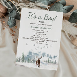 Forest Woodland Country Deer Boy Baby shower Kaart