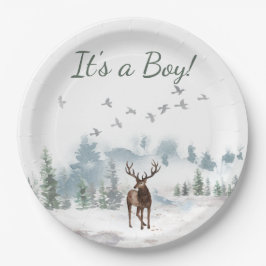 Forest Woodland Country Deer Boy Baby shower  Papieren Bordje