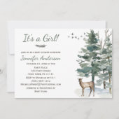 Forest Woodland Country Deer Doe Girl Baby shower Kaart (Voorkant)