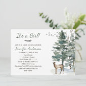 Forest Woodland Country Deer Doe Girl Baby shower Kaart (Staand voorkant)