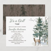 Forest Woodland Country Deer Doe Girl Baby shower Kaart (Voorkant / Achterkant)