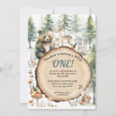 Forest Woodland Cute Animals Beer Deer 1e eerste Kaart (Voorkant)