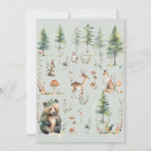 Forest Woodland Cute Animals Beer Deer 1e eerste Kaart (Achterkant)