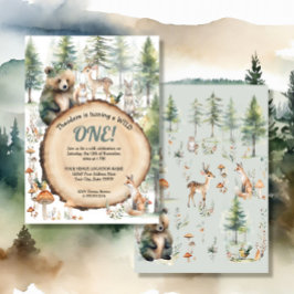 Forest Woodland Cute Animals Beer Deer 1e eerste Kaart