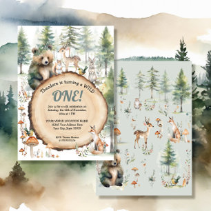 Forest Woodland Cute Animals Beer Deer 1e eerste Kaart