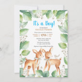 Forest Woodland Deer Floral Boy Baby shower Kaart (Voorkant)