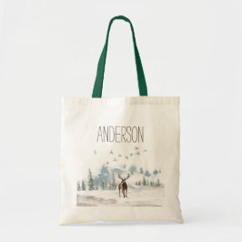 Forest Woodland Deer met naam Tote Bag
