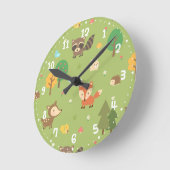 Forest Woodland Dieren patroon kinderkamer Decor Ronde Klok (Hoek)