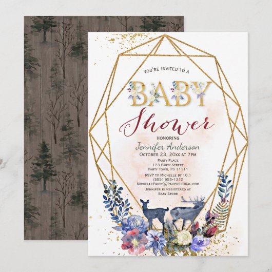 Forest Woodland Genderneutraal Baby shower Kaart (Voorkant / Achterkant)