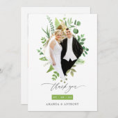 Forest Woodland groen bruiloft foto collage Bedankkaart (Voorkant / Achterkant)