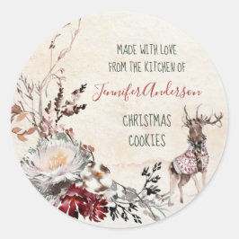 Forest Woodland Herten Kerstmis Bakkerij Gebakken  Ronde Sticker