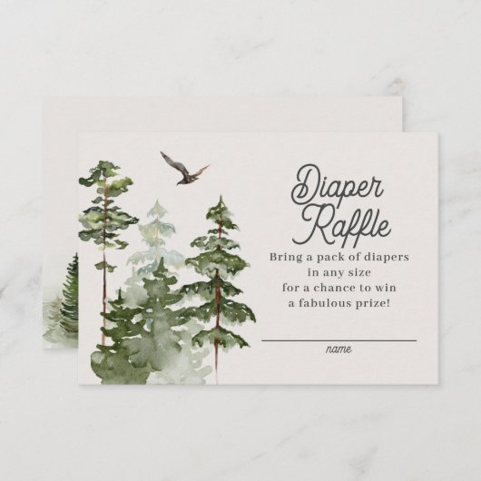 Forest Woodland Luier Raffle Enclosure Kaart (Voorkant / Achterkant)