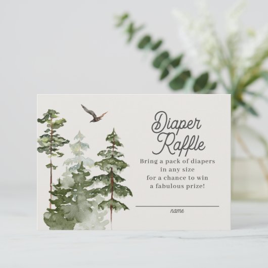 Forest Woodland Luier Raffle Enclosure Kaart (Staand voorkant)