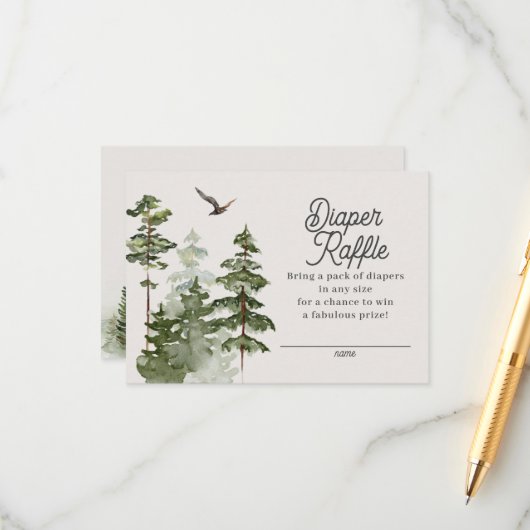 Forest Woodland Luier Raffle Enclosure Kaart (Voorkant / Achterkant in situ)