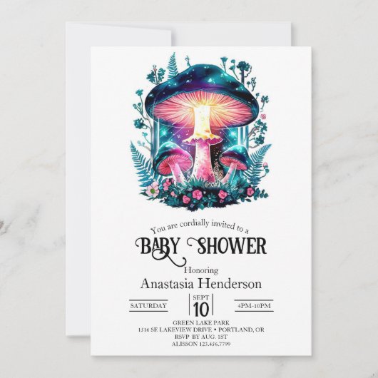 Forest Woodland Mushroom Baby shower Kaart (Voorkant)