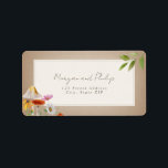 Forest Woodland Mushroom Cardstock Wedding Etiket<br><div class="desc">Het thema van de bruiloft van bosbossen met illustraties van paddenstoelen,  wilde bloemen en botanische groen met naam en adres in de rechthoek</div>