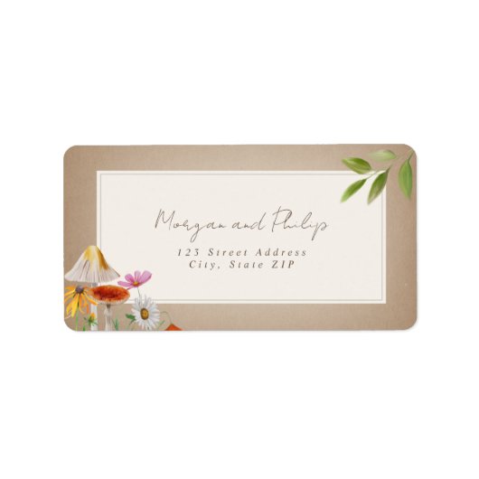 Forest Woodland Mushroom Cardstock Wedding Etiket (Voorkant)