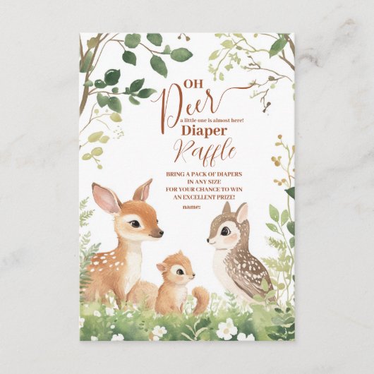 Forest Woodland Oh Deer Diapper Raffle Informatiekaartje (Voorkant)