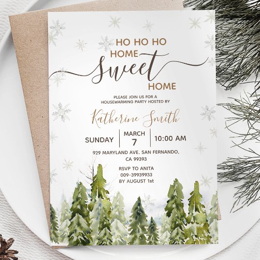Forest Woodland Pine Tree Housewarming Sweet Home Kaart