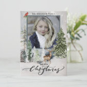 Forest Woodland Plaid Kerstfoto Feestdagenkaart (Staand voorkant)