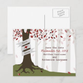 Forest / Woodland Red Wedding Bewaar de datum Aankondigingskaart (Voorkant / Achterkant)
