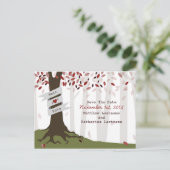 Forest / Woodland Red Wedding Bewaar de datum Aankondigingskaart (Staand voorkant)