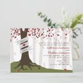 Forest / Woodland Rehearsal Dinner Invitation Red Kaart (Staand voorkant)