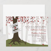 Forest / Woodland Rehearsal Dinner Invitation Red Kaart (Voorkant / Achterkant)