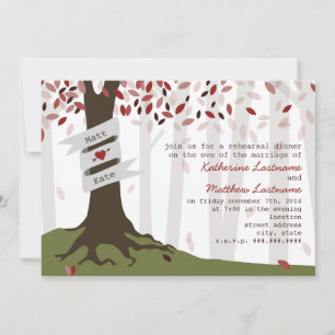Forest / Woodland Rehearsal Dinner Invitation Red Kaart