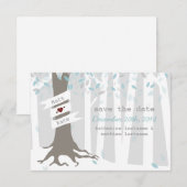 Forest Woodland Winter Snow Wedding Save the Date (Voorkant / Achterkant)