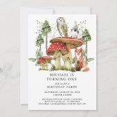 Forest Woodlands Jongen Eerste Verjaardag Kaart (Voorkant)