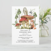 Forest Woodlands Jongen Eerste Verjaardag Kaart (Staand voorkant)