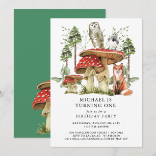 Forest Woodlands Jongen Eerste Verjaardag Kaart