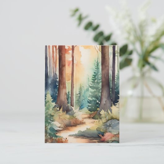Forest Woodsy in Waterverf Briefkaart (Staand voorkant)