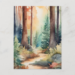 Forest Woodsy in Waterverf Briefkaart